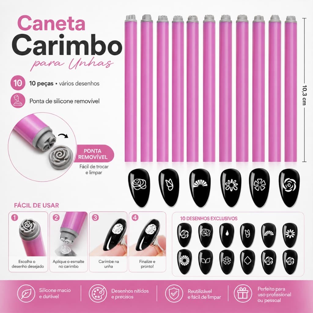 Casa DIY Nail Art Stamp Pen Ferramenta De Estampagem De Manicure De Uso Automático Em