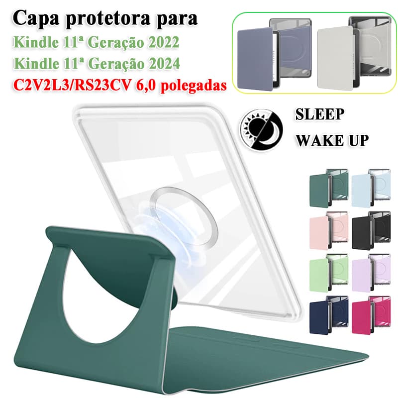 Capa de Acrílico Removível e Giratória para Kindle de 6 Polegadas, 11ª/12ª Geração, C2V2L3/RS23CV