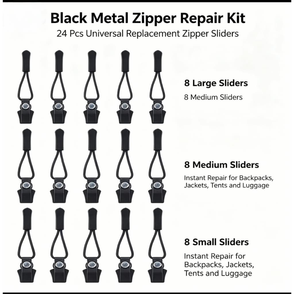 [Hot] Kit De Reparo De Zíper , 24 Peças De Substituição Universal , Fixador Deslizante Cabeça De Parafuso De Dentes Desl
