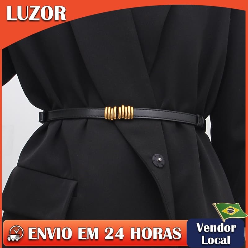 Terno fino Retro angustiado cinto senhoras moda All-Match vestido decorativo casaco cinto