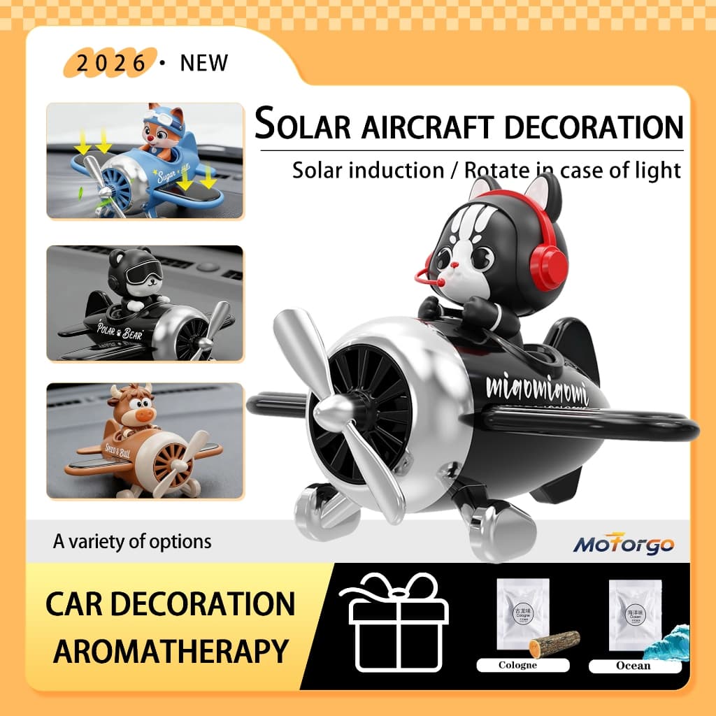 Ornamento De Difusor De Aroma De Carro De Avião Solar , Decoração De Fragrância Interior Piloto De Animal De Desenho Ani