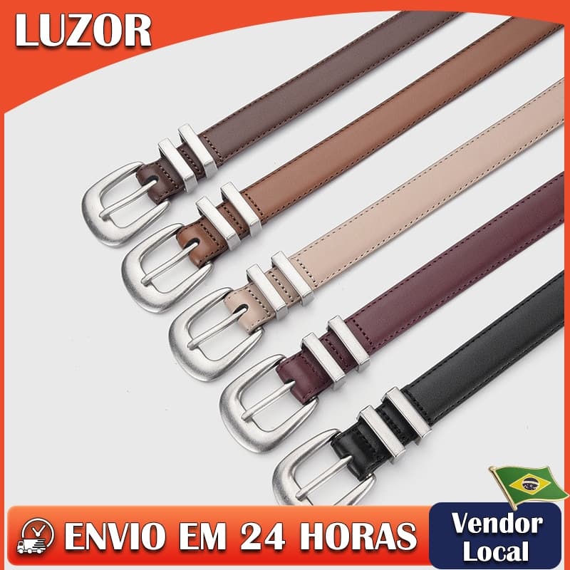 Couro genuíno feminino moda cinto senhoras versão coreana All-Match Jeans com primeira camada pino de couro