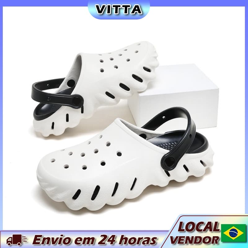 VITTA Casal Estilo Pisando na Merda Sensação EVA Buraco Sapatos Únicos Desgaste Exterior Senhoras Sandálias Chinelos Mod