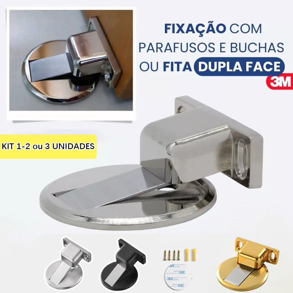 Trava Prendedor Batetor Fixador de Porta Magnético Slim Material aço inoxidáve