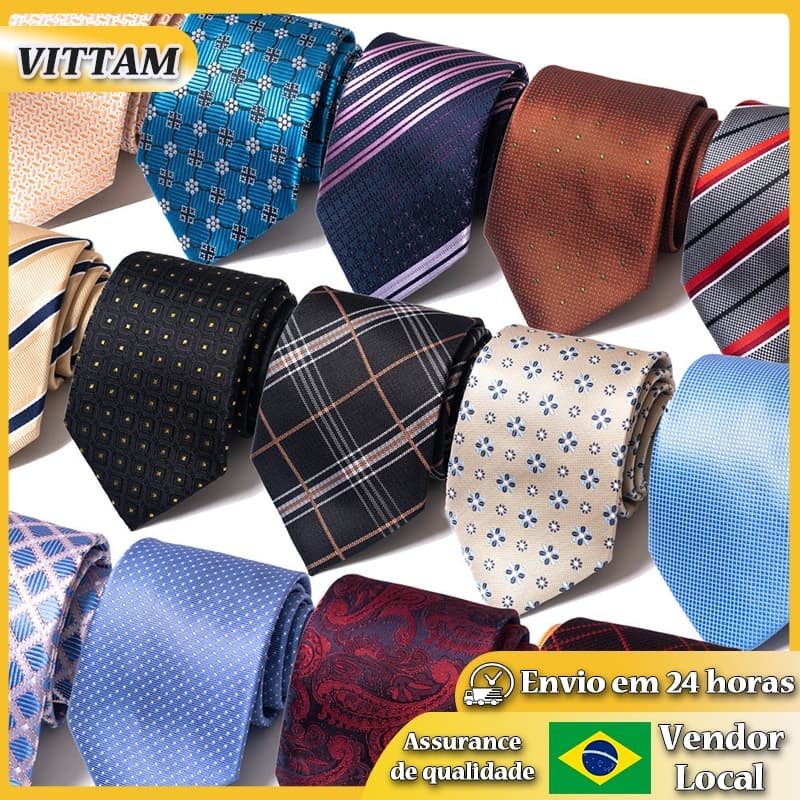 Gravata masculina VITTAM, gravata Formal de poliéster, noivo, casamento, listras festivas, gravata de 8 cm
