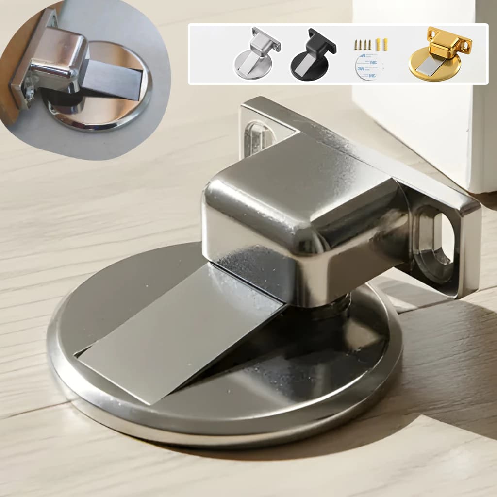 Prendedor Trava Fixador de Porta Magnético Adesivo Slim Inox Cromado