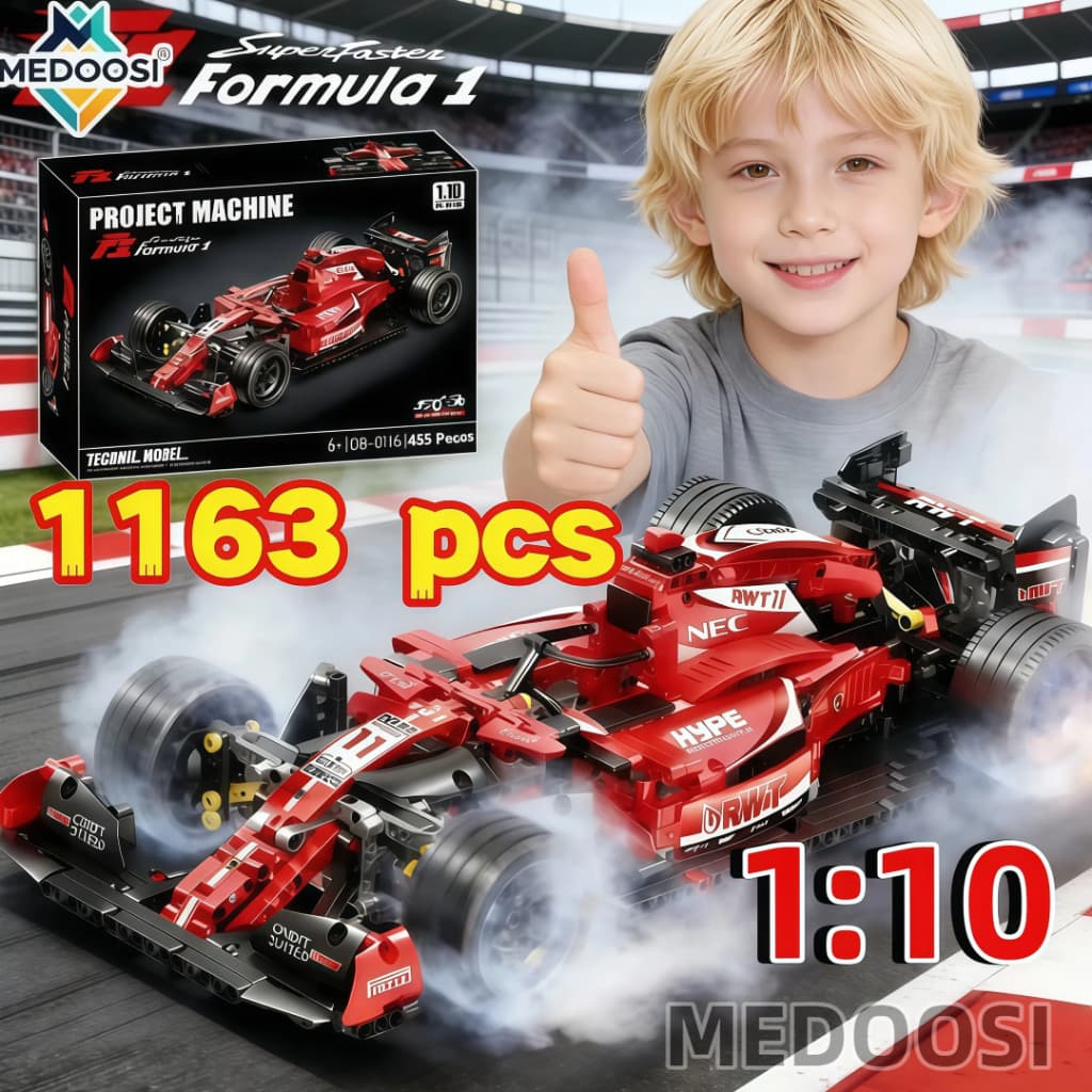 MEDOOSI F1 Kit Montar 445/1163 Peças Carro F1 Compatível LEGO Bloco de Construção Brinquedo - Presente Adulto e Criança