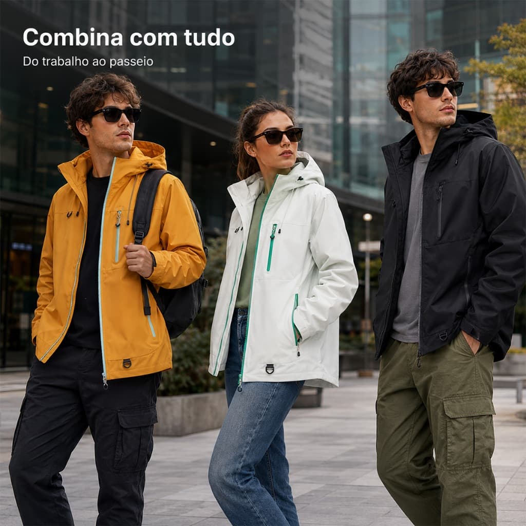 Blusão De Proteção 3 Em 1 , Impermeável , À Prova De Vento , Respirável , Jaqueta Esportiva Ao Ar Livre , Capuz Ajustáve