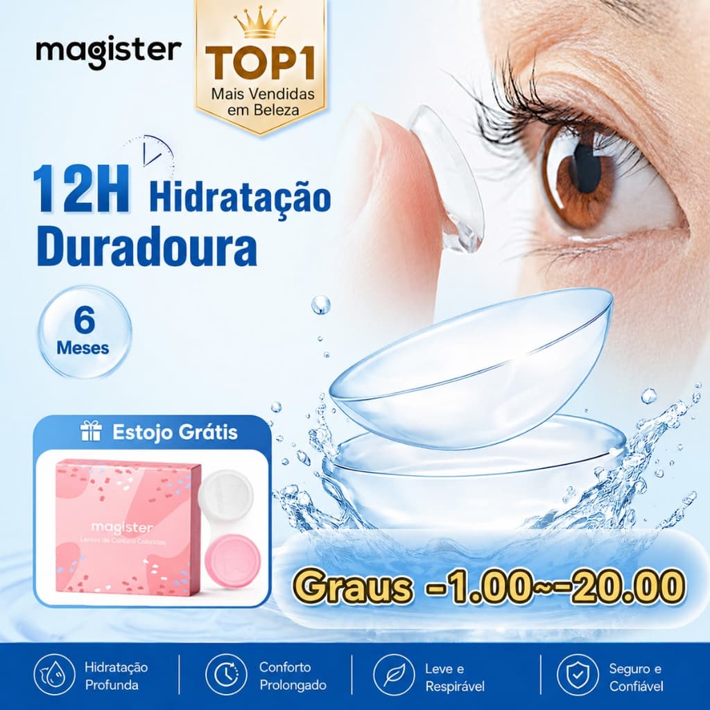 (-1.0 ~-20.0) Lentes De Contato Com Grau Magister 14.0mm Transparente Confortável 2Pcs/Pair