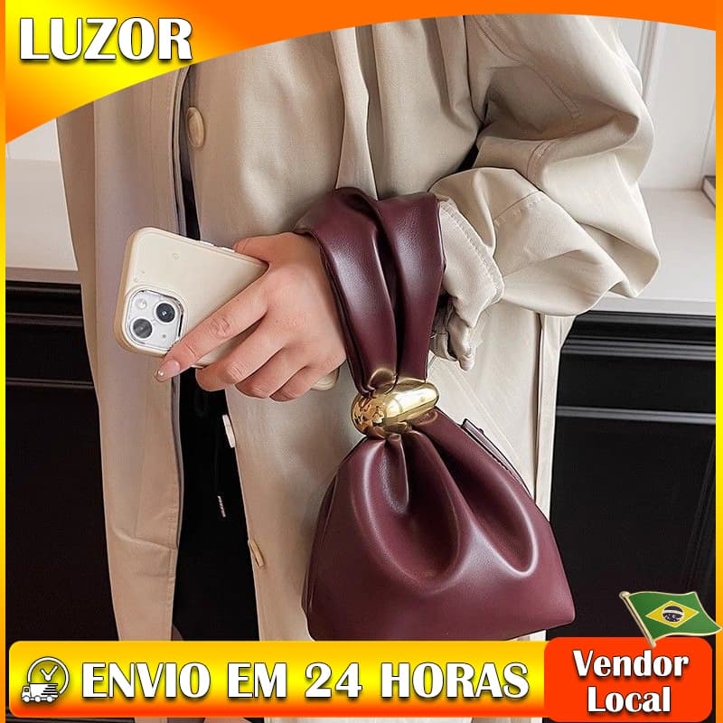 High-End nicho raro estranho pequeno saco feminino outono inverno Retro plissado Mini balde saco