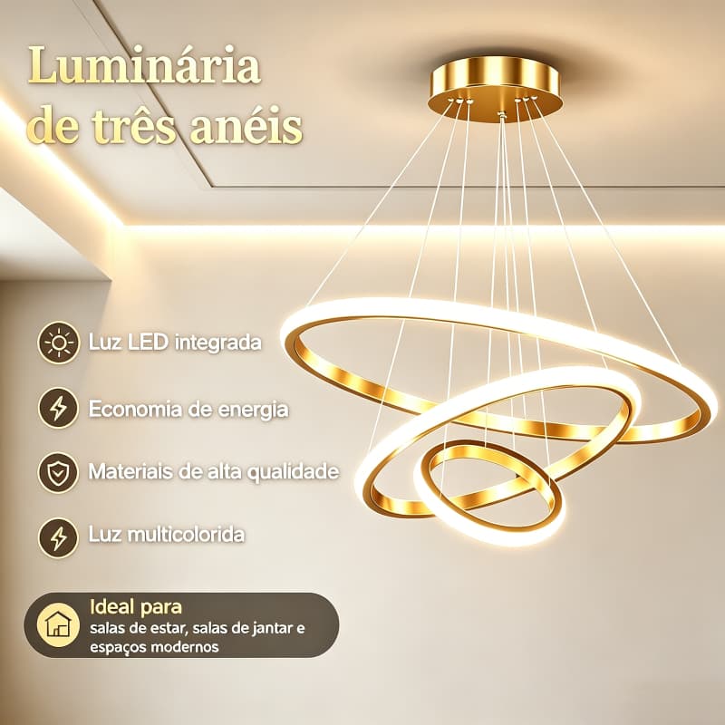 Lustre escandinavo com 3 cores e 1 Luminária de Teto Controle Remoto para sala de estar, sala de jantar e bar domésticos
