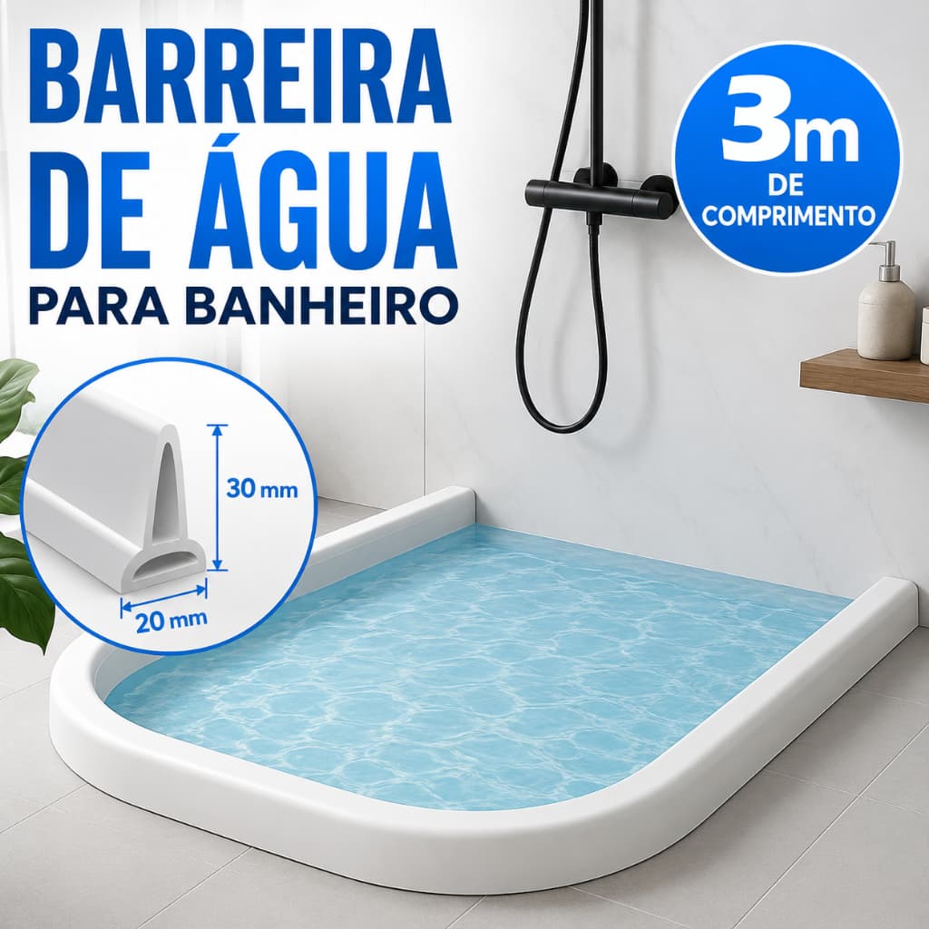 Barreira de Agua Retenção em Silicone Vedação Area Molhada Banheiro Box