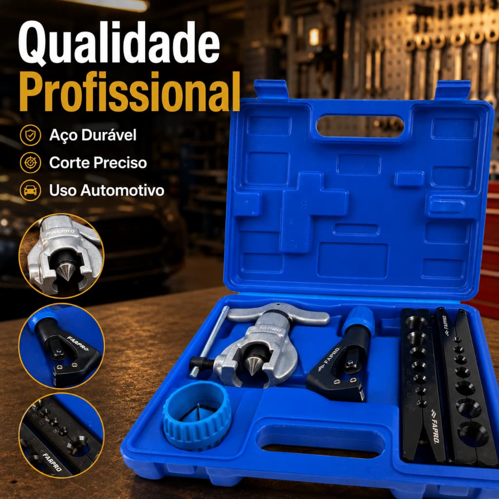 Kit Flangeador Excêntrico com Catraca e Chave de Torque para Tubos 1/4" a 3/4" – Ferramenta Profissional