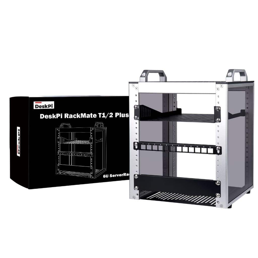 DeskPi RackMate T1/2 Plus Rackmount , Gabinete De Servidor 6U Para Equipamentos De Rede , Servidores , Áudio E Vídeo De