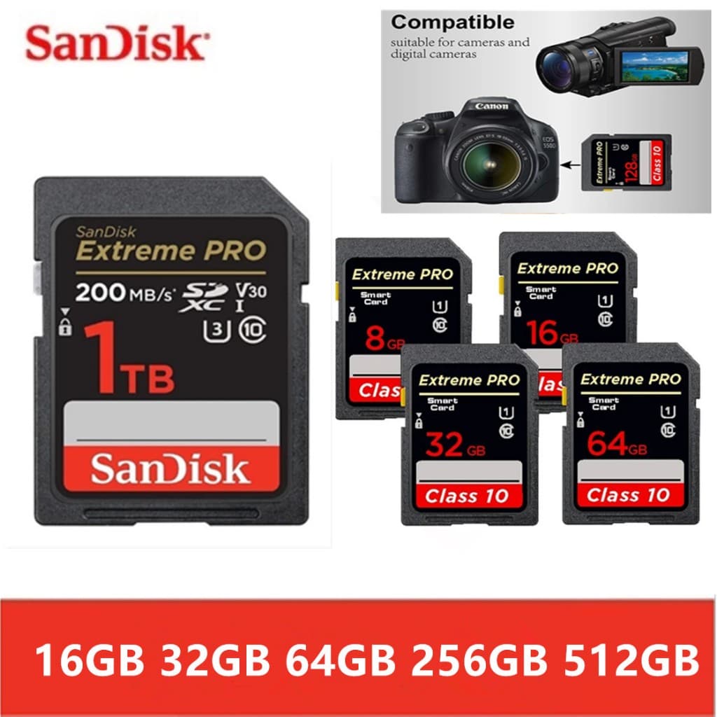 Classe 10 32GB 64GB 128GB 256GB 512GB 1TB SDA1HC SDA1XC Câmera Cartão De Memória SD
