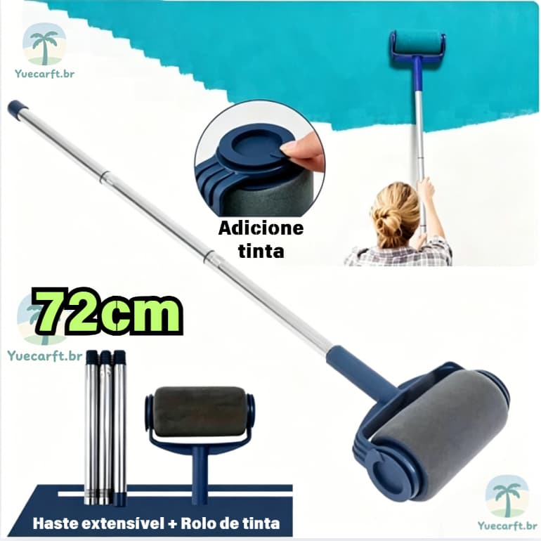 Kit de Pincel Rolo de Pintura Easy Glide de 6 Polegadas para Pintura de Paredes + 72 cm cabo