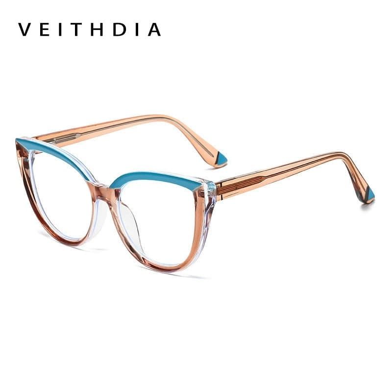VEITHDIA Novos Óculos De Luz Anti-Azul Olho De Gato Moda Feminina Planos Ultraleves SHB02