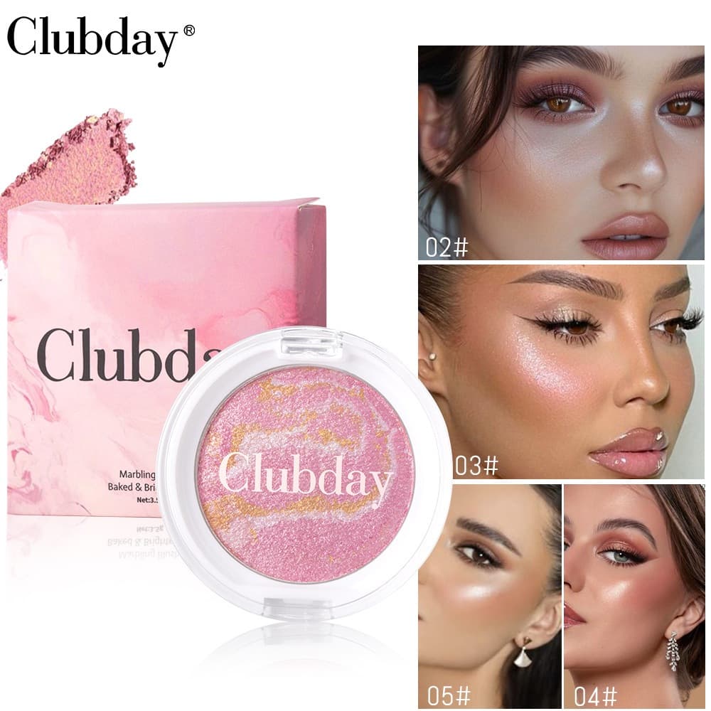Paleta De Blush Multifuncional Clubday Highlighter , Cintilante E Padrão De Mármore
