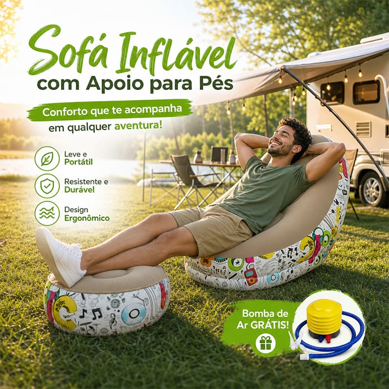Poltrona Inflável E Conjunto Portátil De Pufe Ultra Lounge Para Descanso Preguiçoso