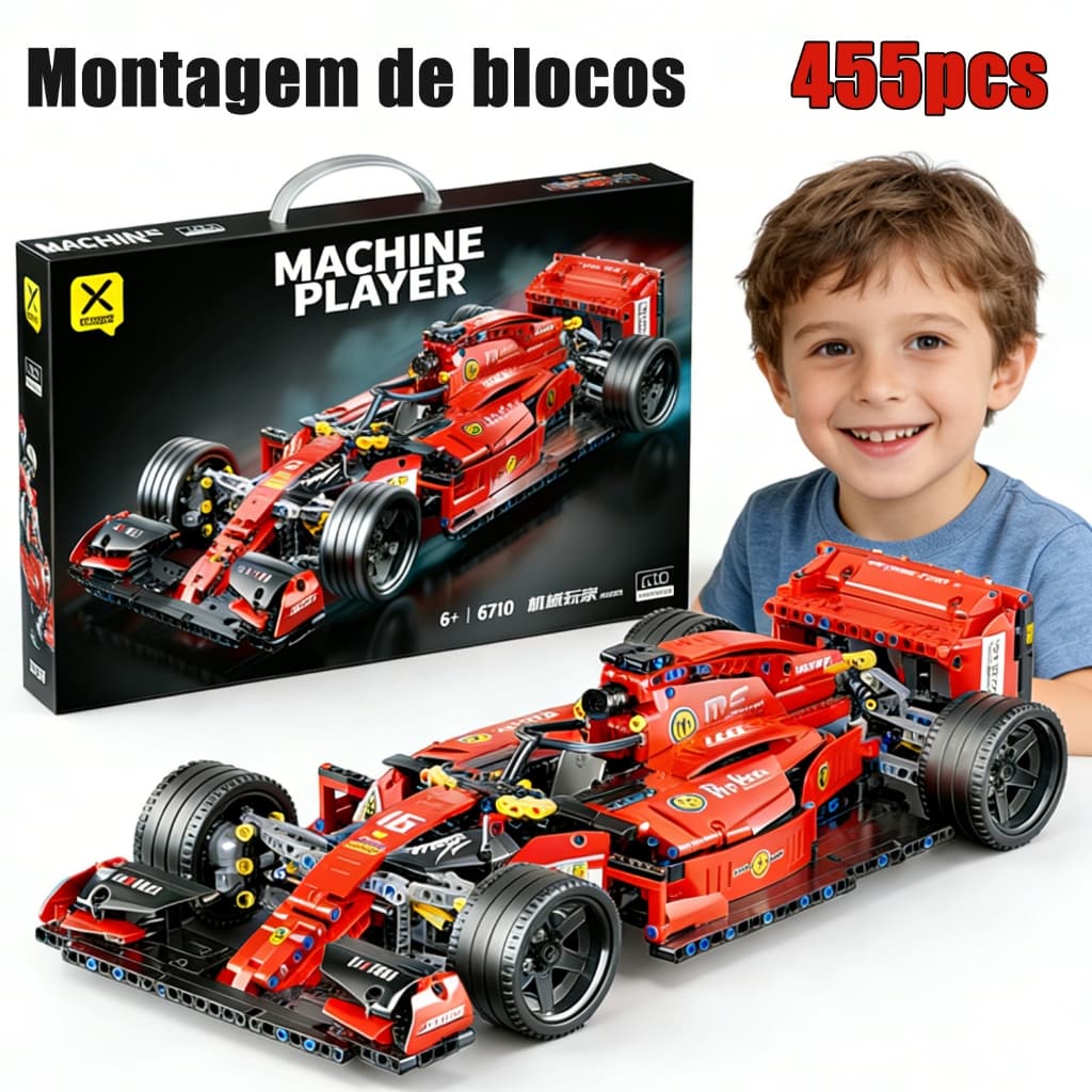 455pcs Conjunto de montagem de blocos Ferrari F1, compatível com brinquedos de modelo de carro de Fórmula lego