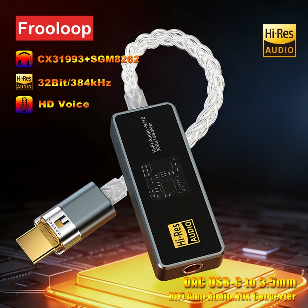 Adaptador De Áudio DAC Tipo C Para 3.5 Mm CX31993 SGM8262 Op Amp 32bit 384kHz Dongle HiFi