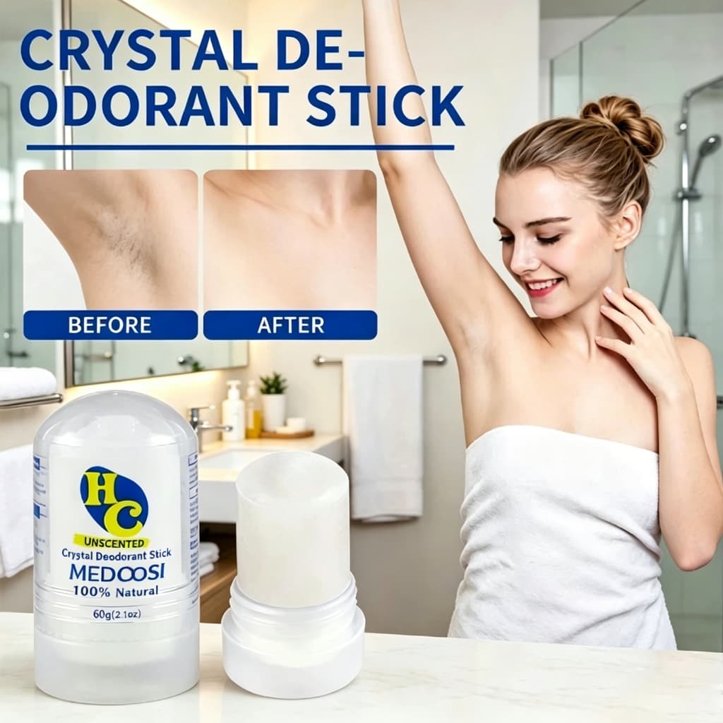 60g Desodorizante Natural Crystal Stone Salt,Previne Irritações e Vermelhidão,Melhor odor corporal e antiperspirante