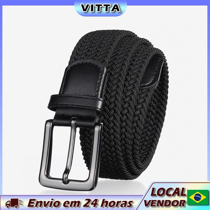 VITTA 3.4cm Cinto trançado elástico masculino de alta qualidade Cinto de golfe para jovens negócios Cinto com fivela de