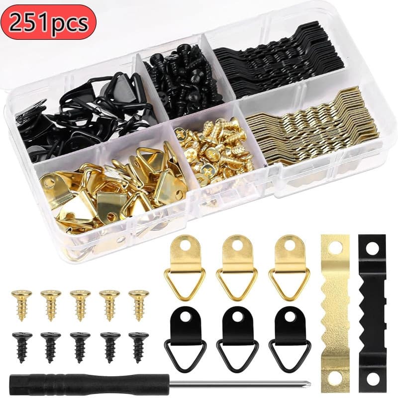 Ganchos Triangulares para Parede de Madeira 251PCS Pregos de Metal para Moldura Ganchos Sem Marcação para Quadros Espelh