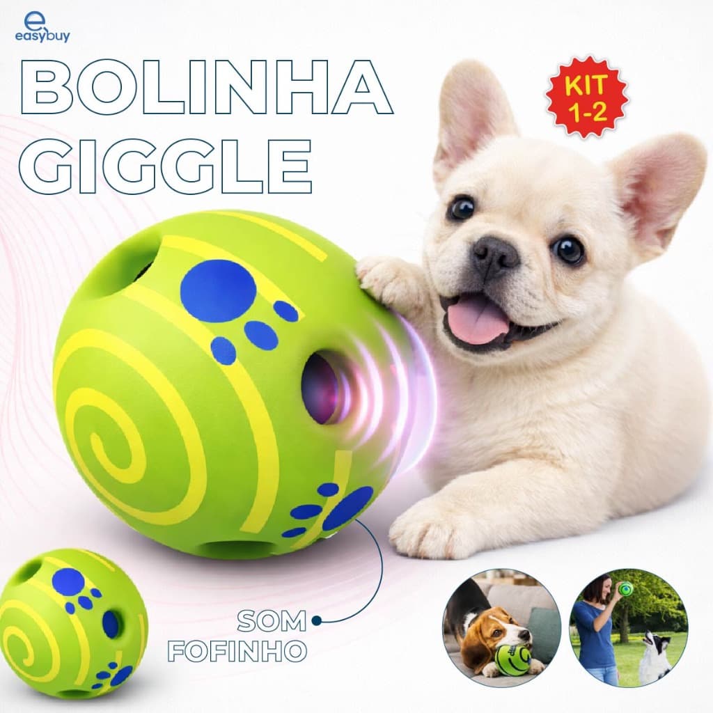 Bola Interativa Cachorro 8/11CM Brinquedo Divertido De Mastigar Wobble Wag Giggle Ball