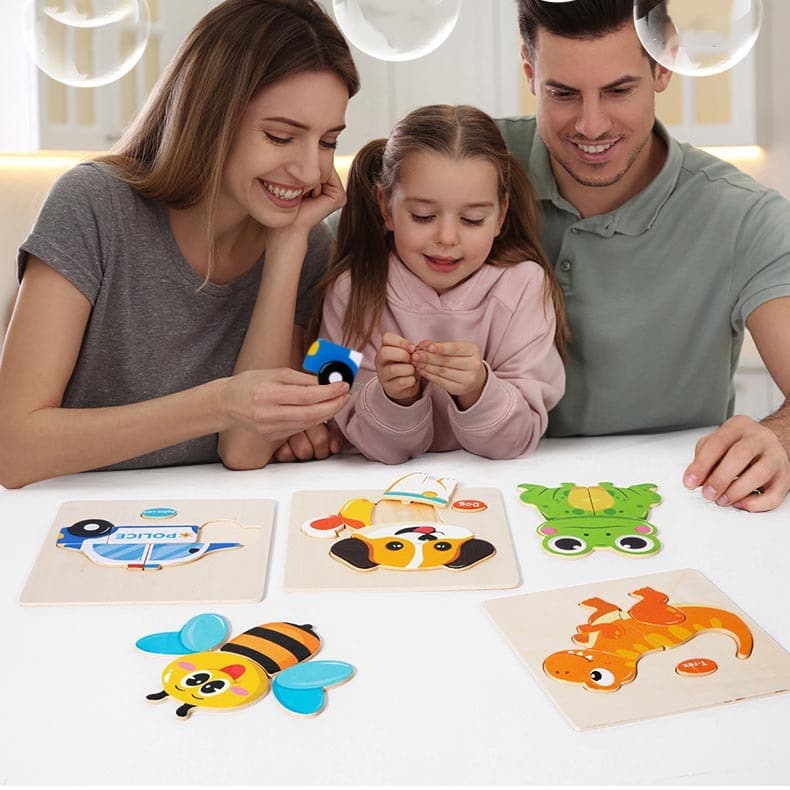 Quebra-cabeça de madeira combinando brinquedo/quebra-cabeça de bebê formato tridimensional quebra-cabeça Animal
