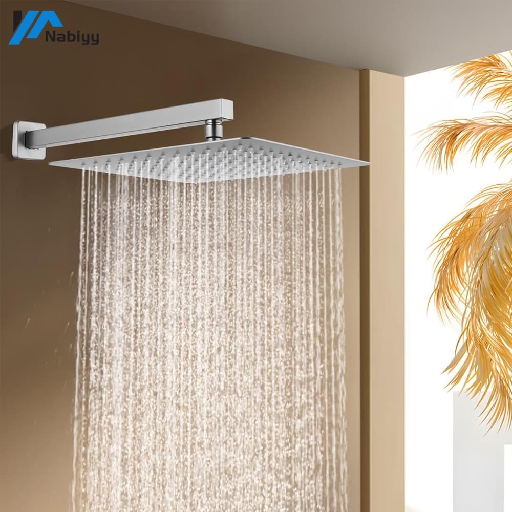 Ducha chuveiro inox Quadrado Furos Silicone Com braco 30/20cm Cromado/Preto/Ouro Polido kit Banheiro