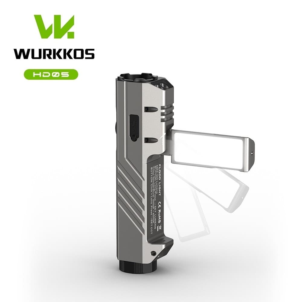 Lanterna LED Wurkkos HD05 3100LM Portátil Multifuncional Com Toque De Luz Principal + UV + Lateral + Modo Vermelha .