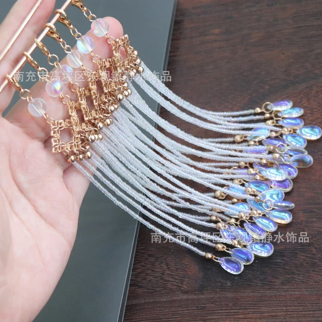 5 peças adequadas para bolsas e marcadores borlas destacáveis em forma de gota de vidro transparente