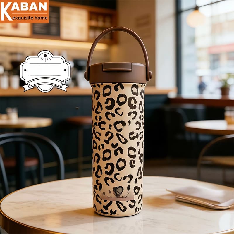 Copo De Café Com Estampa De Leopardo , Térmico De Aço Inoxidável 316 , Portátil , À Prova De Vazamento , Garrafa De Água