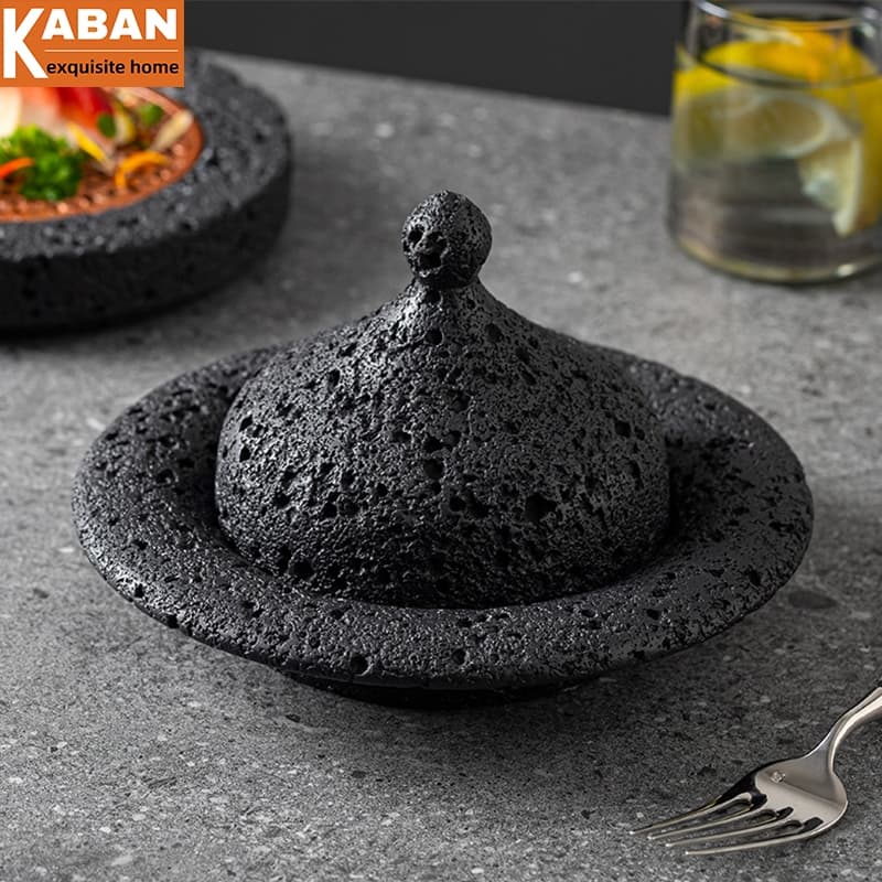 Criativo Meteorito Planeta Placa De Pedra Vulcânica Prato Fumante Cloche Cúpula Copo Para Jantar Fino Luxo Catering Fest