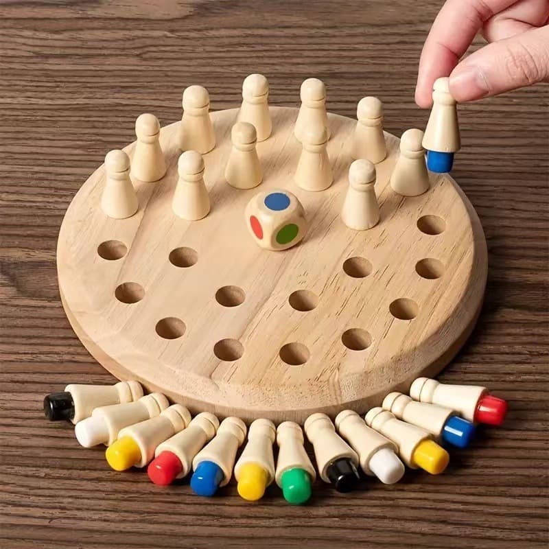 Jogos de Aprendizagem de Brinquedo Educativo Memória Madeira Montessori para xadrez de treinamento de atenção