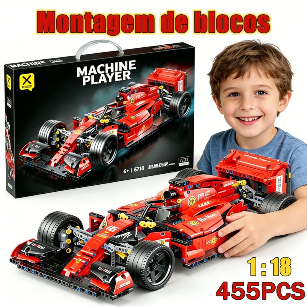 455 pcs Bloco de Montar Carrinho F1 Ferrari-módulo de montagem de peças compatíveis,Brinquedos educativos para crianças