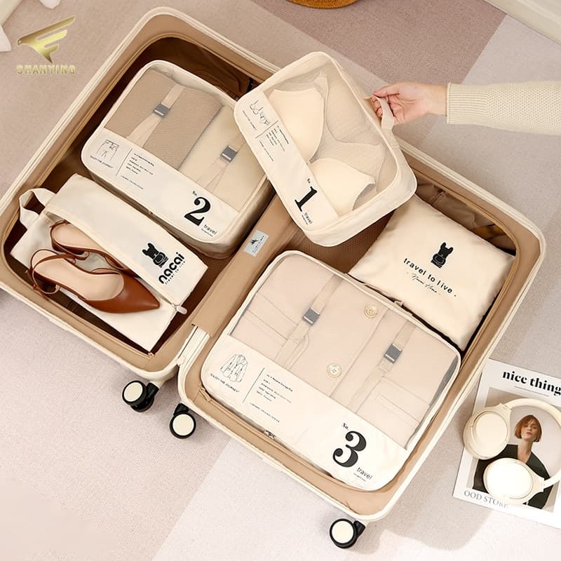 Conjunto De Sacos De Armazenamento De Viagem 7 Em 1 , Cubo De Embalagem De Bagagem , Malha À Prova D'água , Organizador