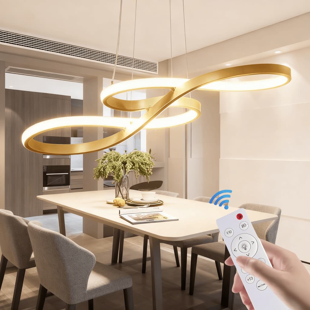 Lustre Moderno De Controle Remoto 220V Ouro 75cm Pingentes De 3 Cores Para Sala De Estar