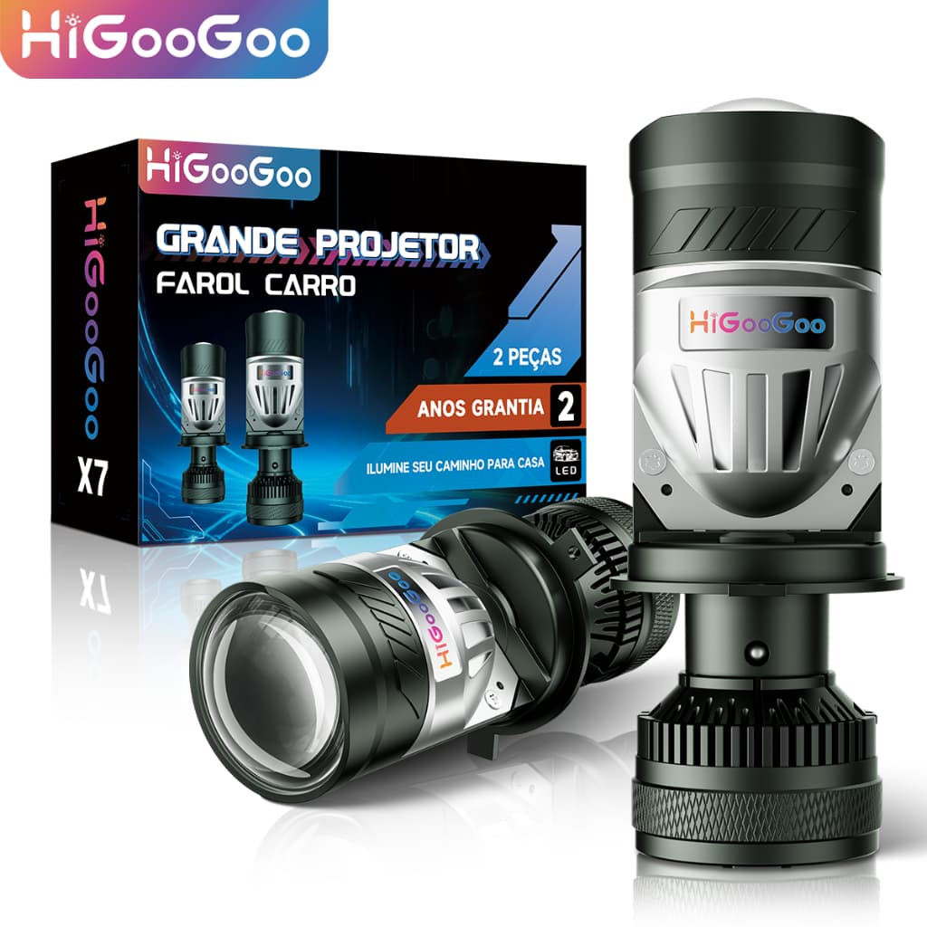 HiGooGoo Lâmpada LED H4/H7 Mini Projetor 35000LM 180W Para Carro Alto Baixo Plug and Play 9-60V 6500K