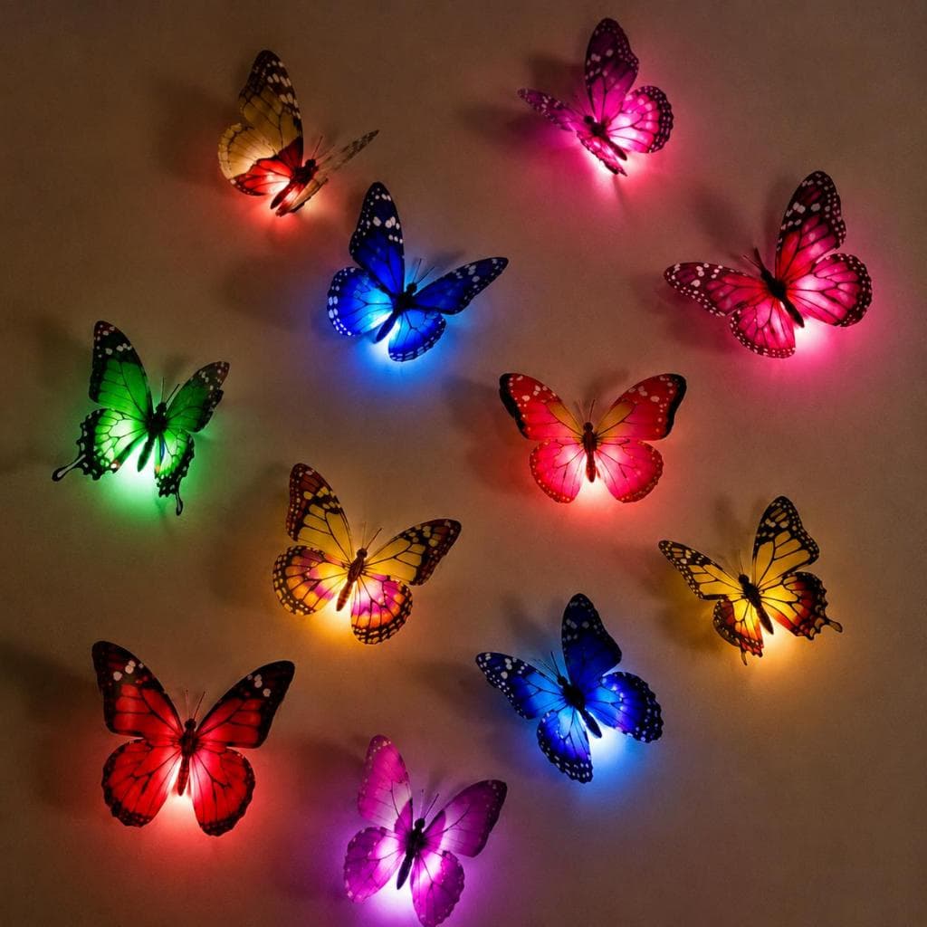 12 Unidades/Pacote  Bonito Borboleta LED  Luz Mudando De Cor Lâmpada Decoração Da Parede Casa