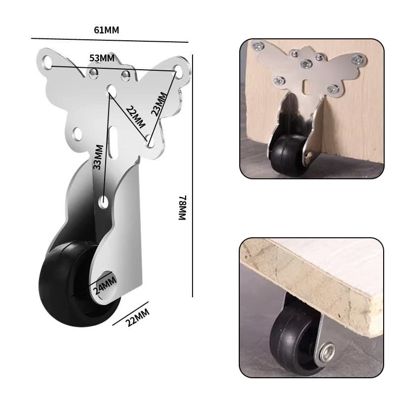 4Pcs Rolo Direcional de Aço Inoxidável - Silencioso, Resistente ao Desgaste, Lado Montado com Parafusos para Porta-Desli