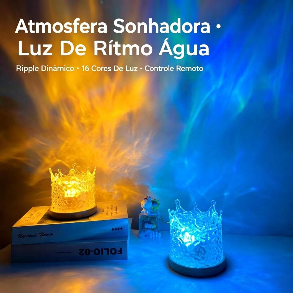 Luz noturna ondulada de água dos sonhos, luz de atmosfera de chama de cabeceira luz de projeção de estrela