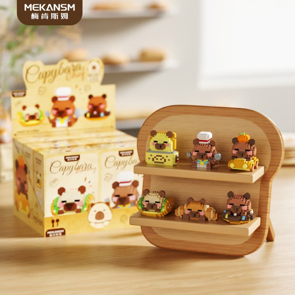 Presente De Brinquedo De Bloco De Construção Em Forma De Desenho Animado Para Bolo De Cozimento