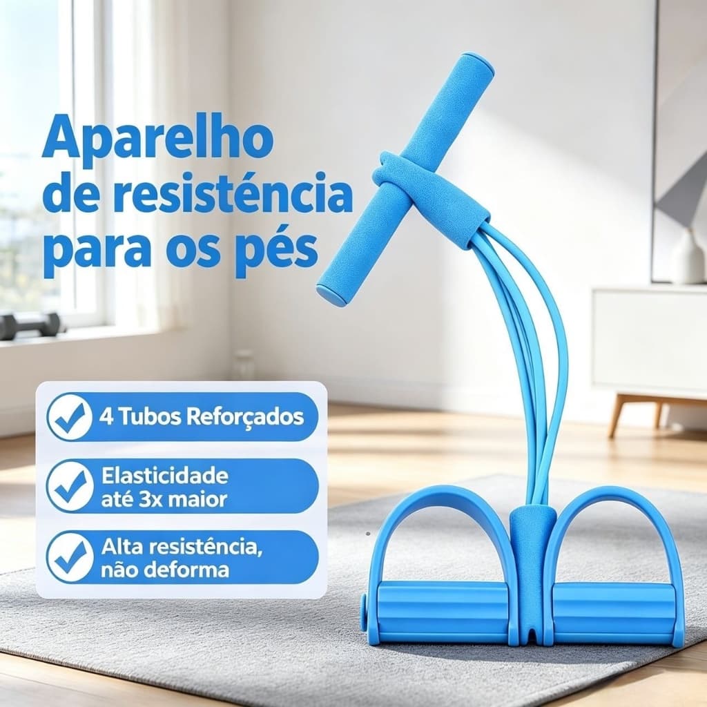 Extensor Abdominal com Pedal 4 Tubos Fortes Antiderrapante Treino Modelador Feminino em Casa