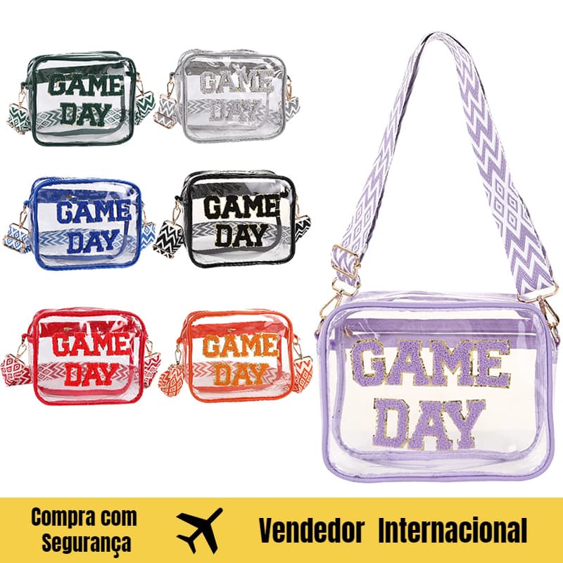 JC Bolsa mensageiro transparente com letras bordadas Bolsa de ombro para viagem Bolsa portátil para armazenamento de lav