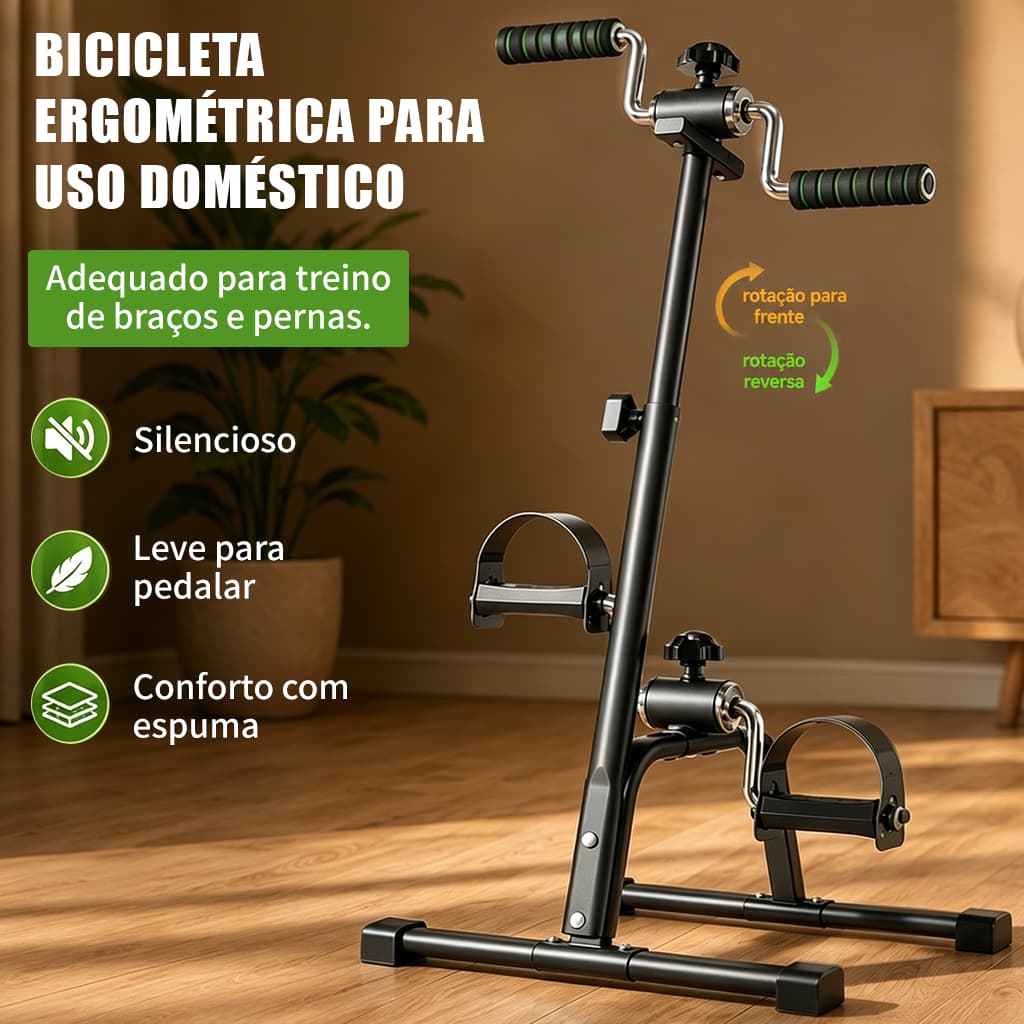 Mini Bicicleta Ergométrica Resistência Ajustável Treinamento De Pernas E Braços Adequada Para Idosos