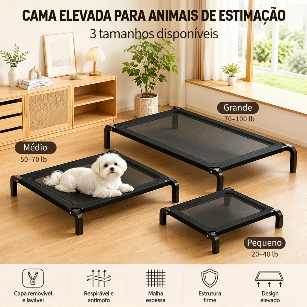Cama Pet Suspensa Elevada Portátil,Com Superfície De Malha Respirável,Lavável,Para Cães E Gatos