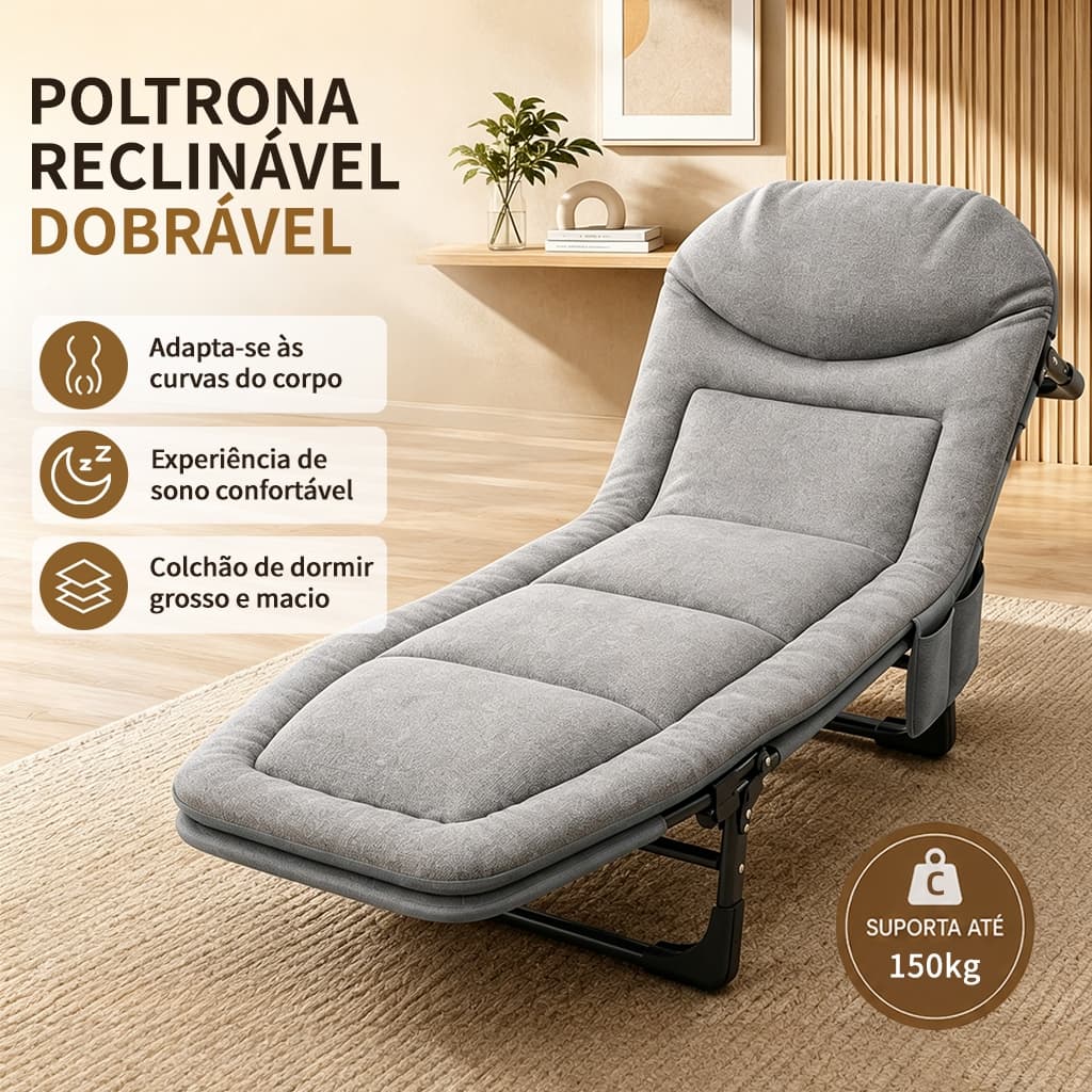 Cama Portátil Para Cochilo,Poltrona Reclinável Dobrável E Ajustável Para Uso No Escritório,175 cm