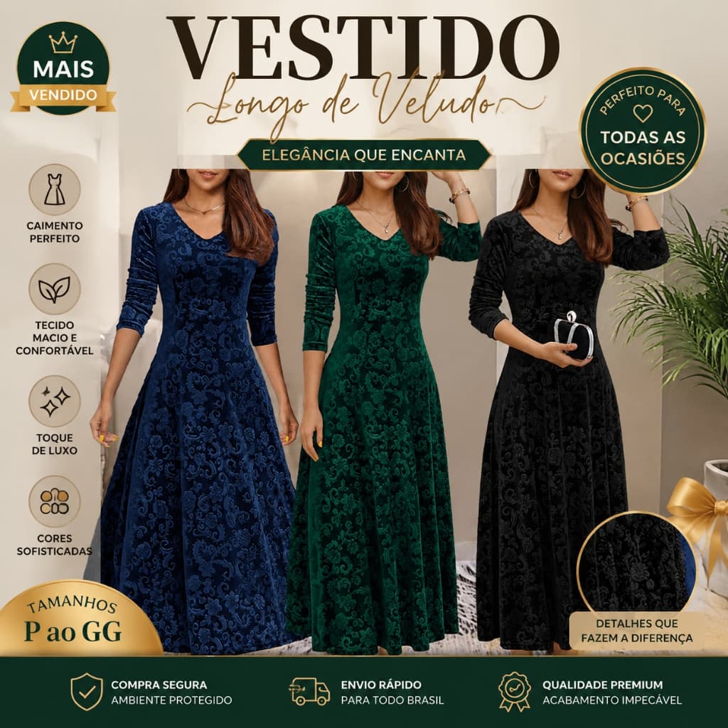 2026 novo estilo temperamento High-End veludo manga comprida comprimento médio cintura média vestido feminino